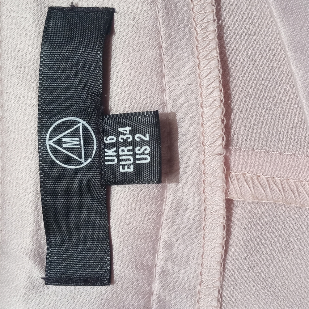 ASOS Beautiful Soft Pink Satin Tuxedo Wide Leg Pants w/ Black Side Trim Size 2 - Picture 5 of 7